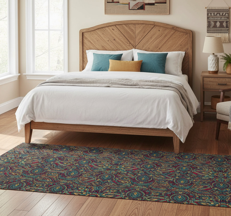 Bedroom vinyl rug with native american pattern - TenStickers