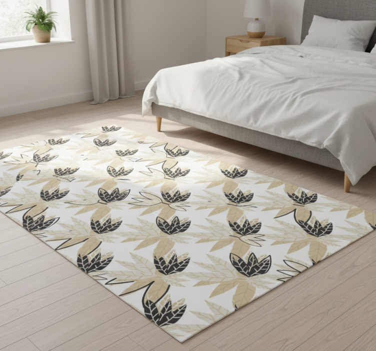 Bedroom vinyl rug with nordic style brown leaves - TenStickers