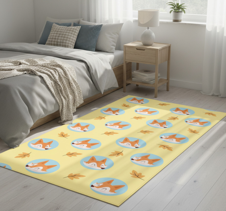 Bedroom vinyl rug with nordic style foxes - TenStickers