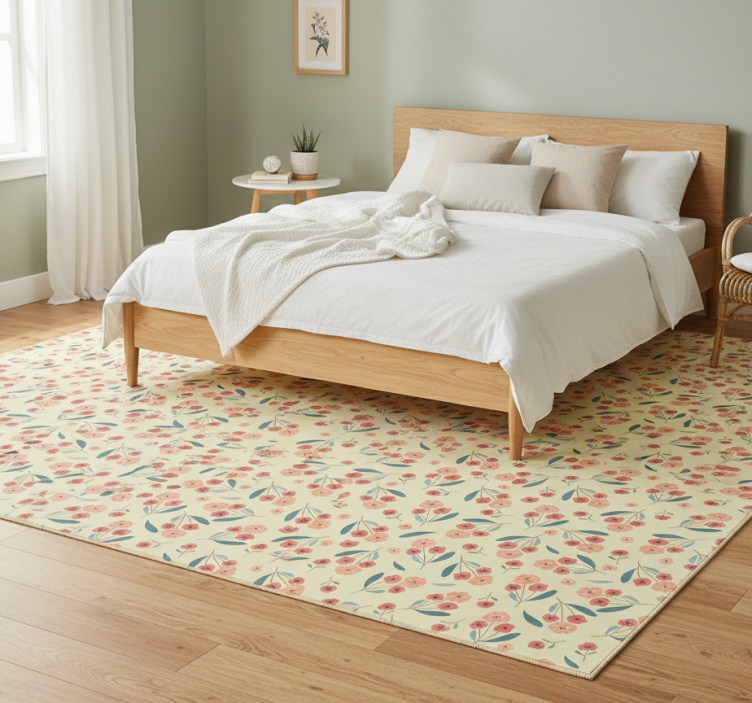 Bedroom vinyl rug with rose pattern - TenStickers