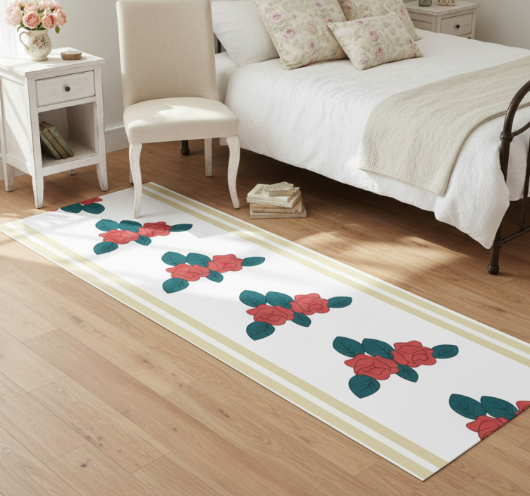 Bedroom vinyl rug with shabby chic red roses pattern - TenStickers