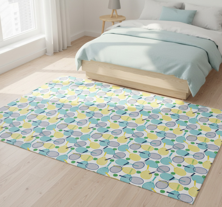 Bedroom vinyl rug with vibrant racket patterns - TenStickers