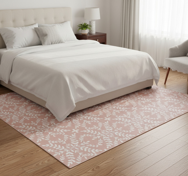 Bedroom vinyl rug with vintage leaf design - TenStickers
