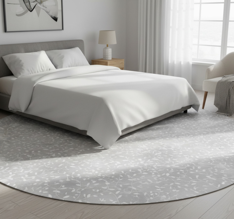 Bedroom vinyl rug with white and silver tree branches - TenStickers