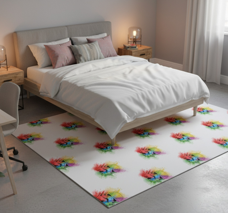 Bedroom vinyl rug with white trooper heads pattern - TenStickers