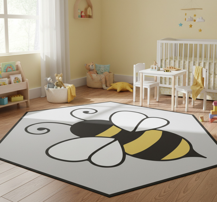 Bee hexagon design animal vinyl rug - TenStickers