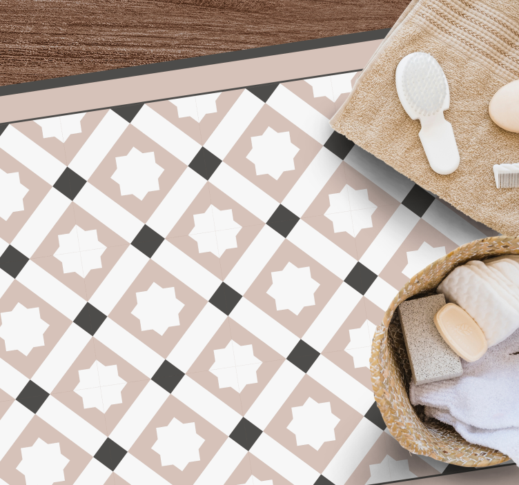 Beige stars pattern kitchen vinyl rug - TenStickers