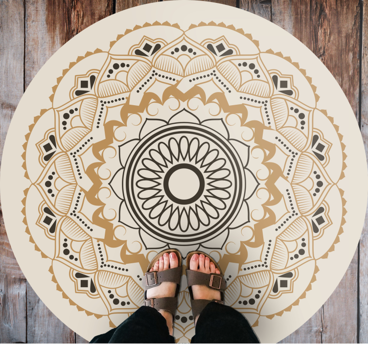 Beige Mandala Circular Design Carpet - TenStickers