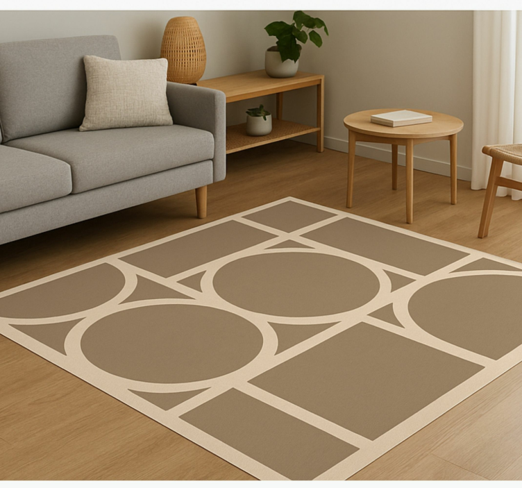 Beige geometric design square vinyl rug - TenStickers