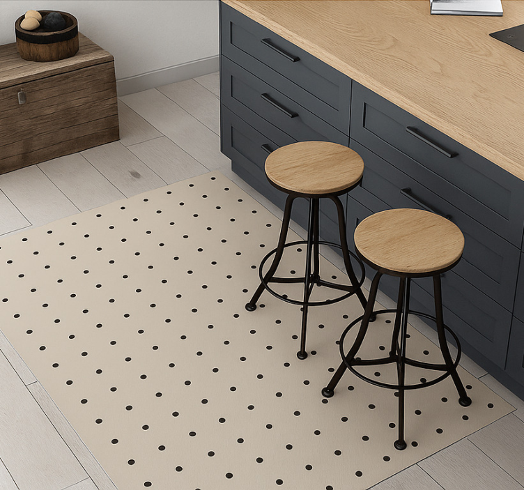 Beige poka dot pattern kitchen vinyl rug - TenStickers