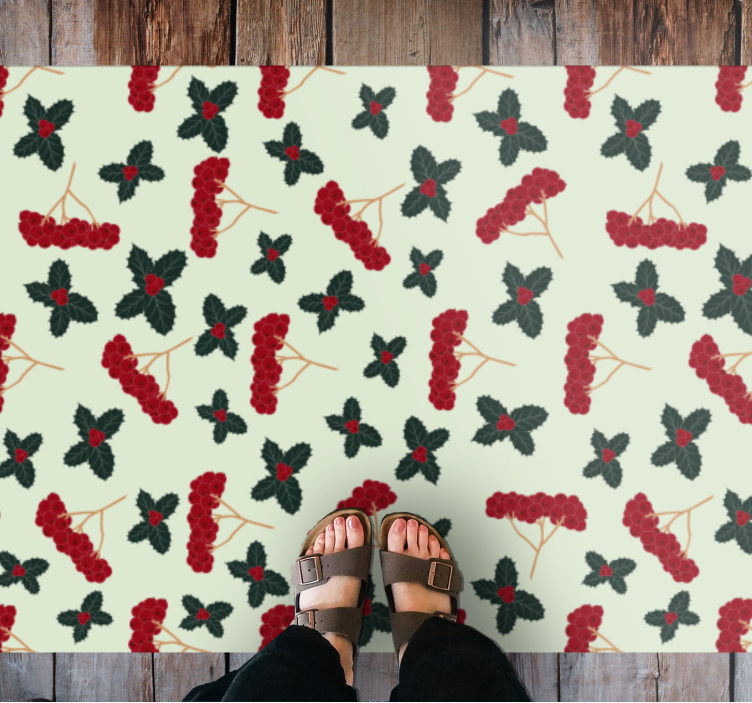 Berry Leaf Pattern floral rug - TenStickers