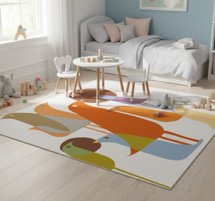 Birds minimalist style animal vinyl rug - TenStickers