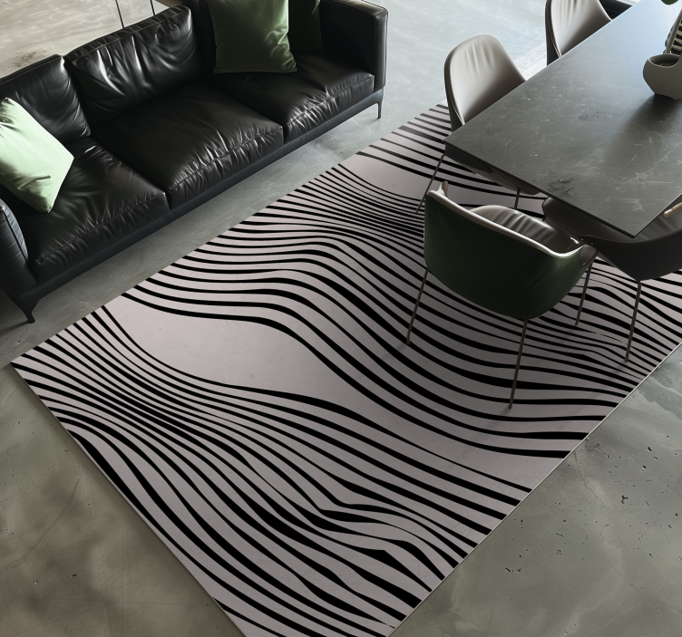 Black abstract lines dining room vinyl rug - TenStickers