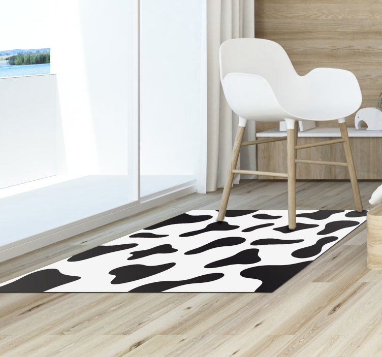 Black And White Cowhide Pattern Vinyl Rug - TenStickers