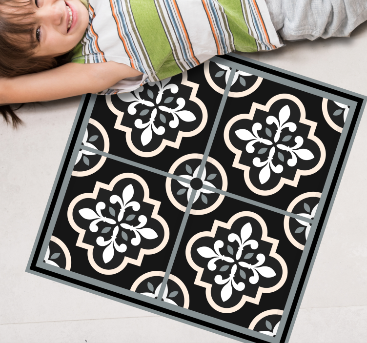 Black and white mosaic tile vinyl rug - TenStickers