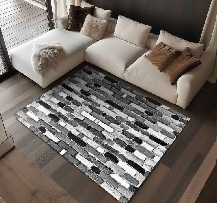 Fantastic black and white stone vinyl rug - TenStickers