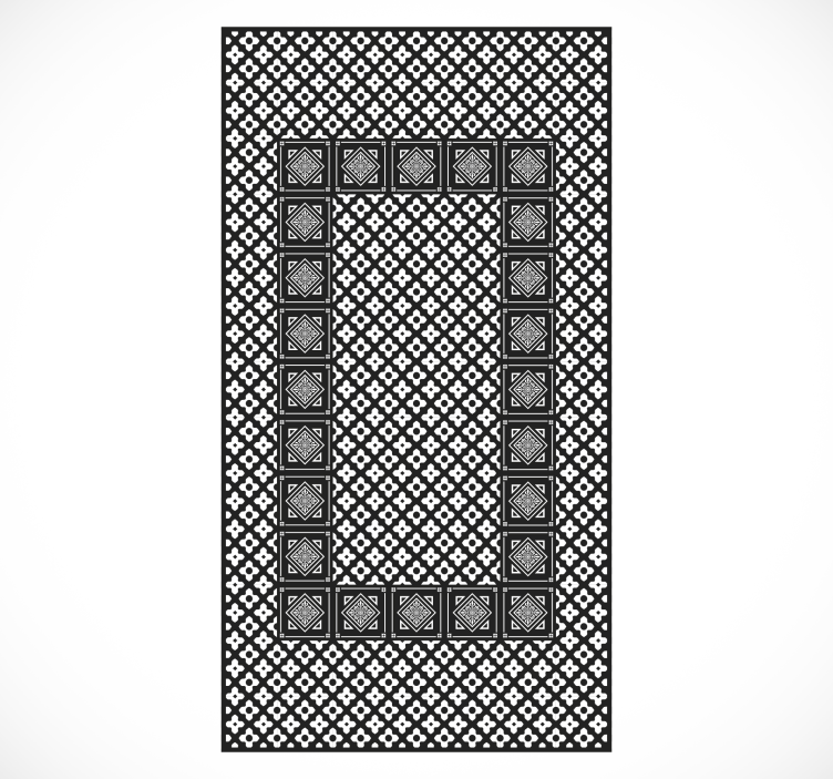 Black and white tiles vinyl kitchen mat - TenStickers