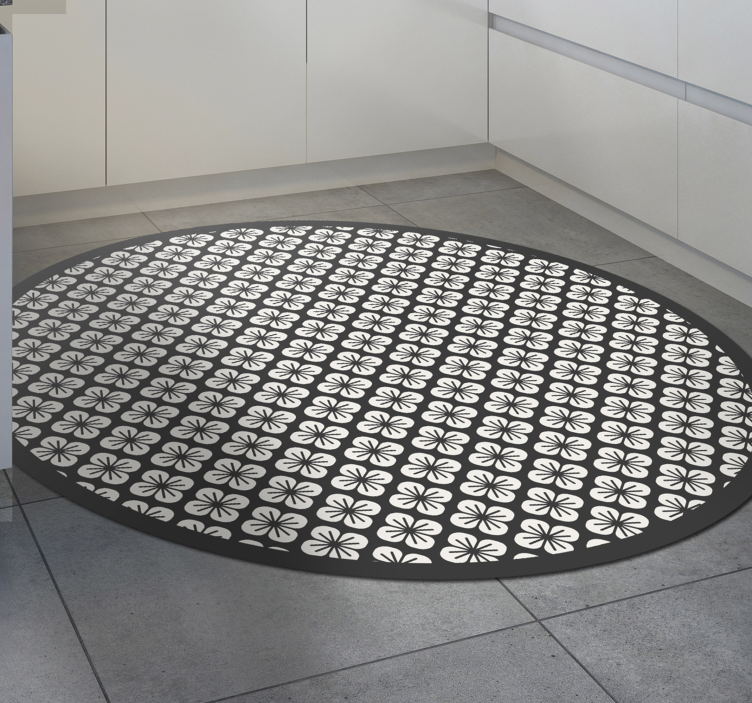 Black Floral Arrangement floral vinyl rug - TenStickers