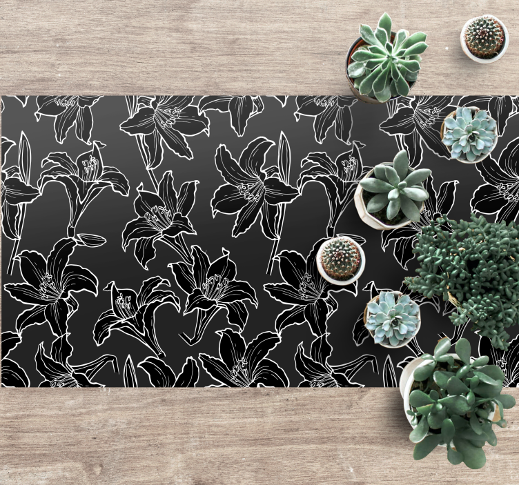 Black Flower Arrangement floral vinyl rug - TenStickers