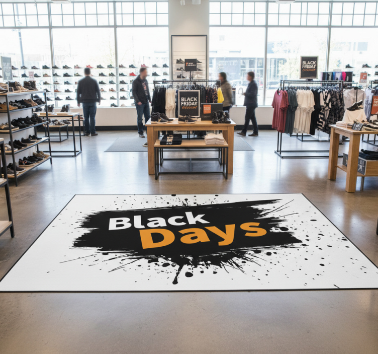 Black friday vinyl rug black and white "black days" - TenStickers