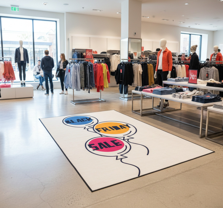 Black friday vinyl rug with colorful air balloons - TenStickers