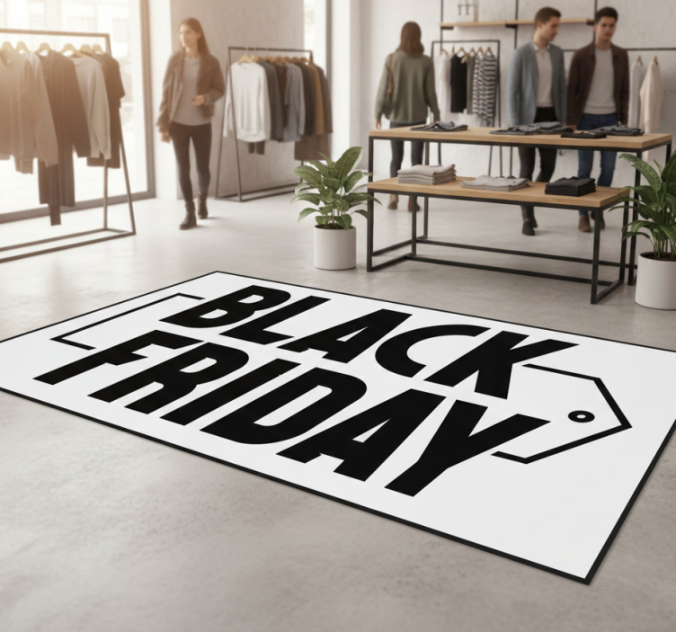 Black friday vinyl rug in stylish cursive design - TenStickers