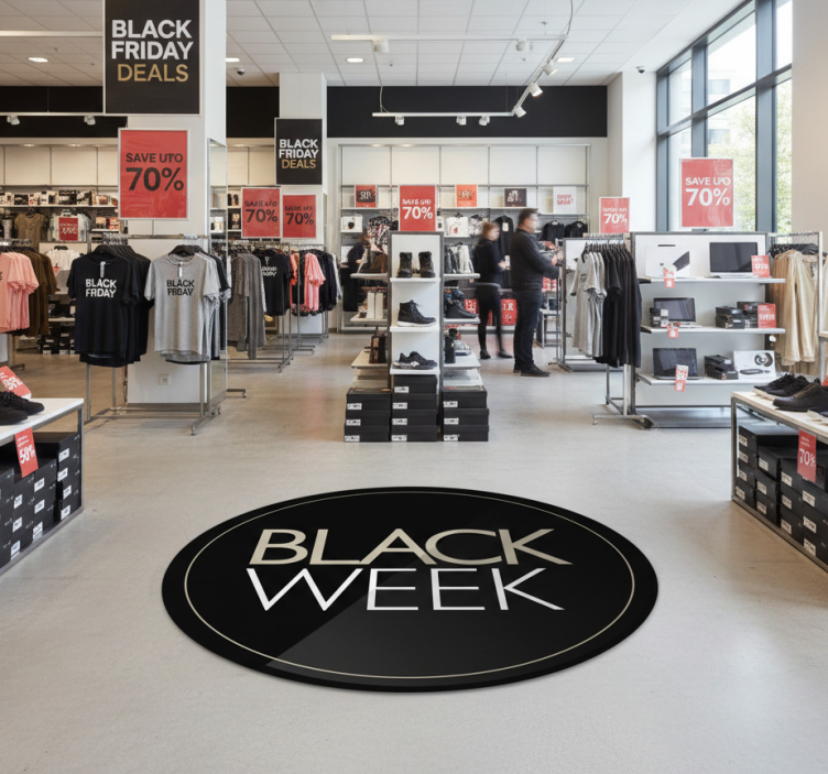 Black friday vinyl rug promo black week - TenStickers