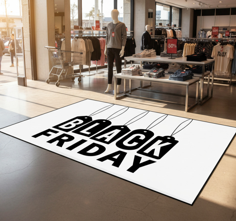 Black friday vinyl rug black and white text - TenStickers