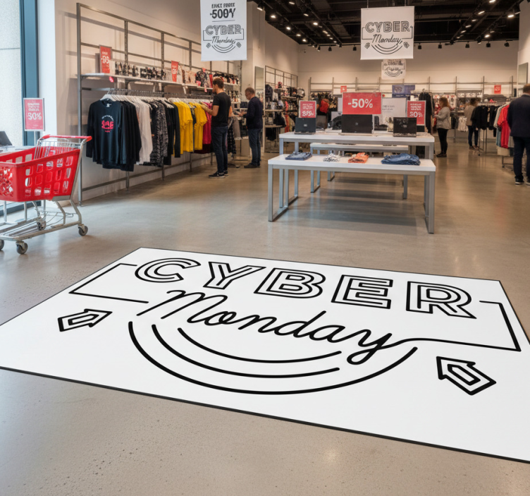 Black friday vinyl rug with cyber monday arrows - TenStickers