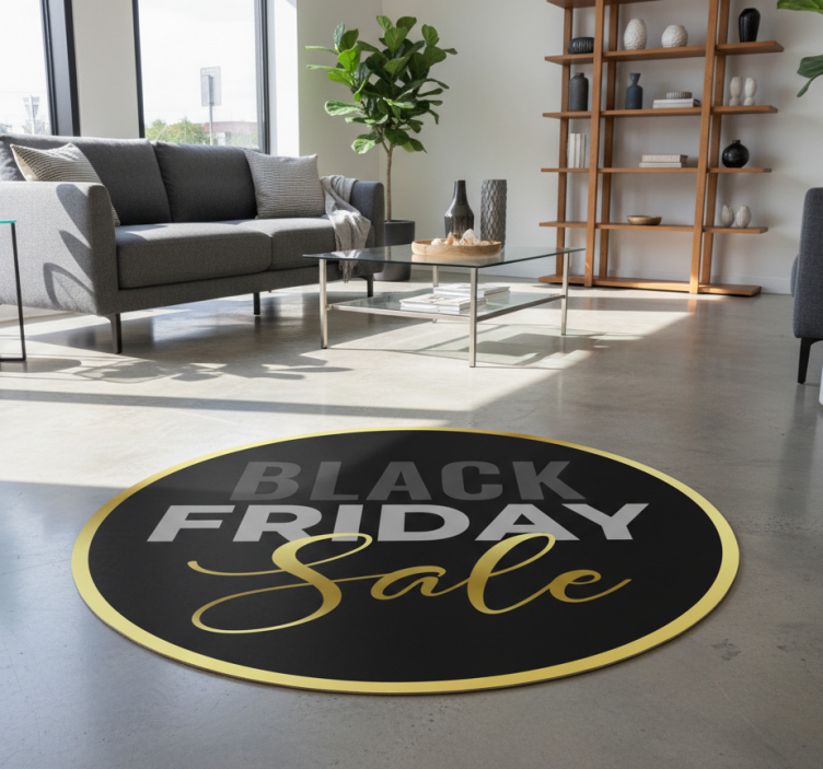 Black friday vinyl rug with golden background - TenStickers