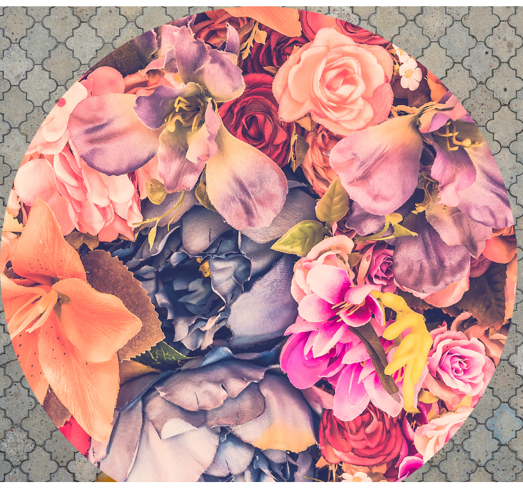 Blooms Circular Composition floral vinyl rug - TenStickers