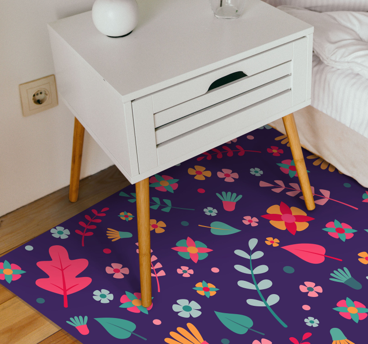 Flower Color Explosion floral vinyl rug - TenStickers