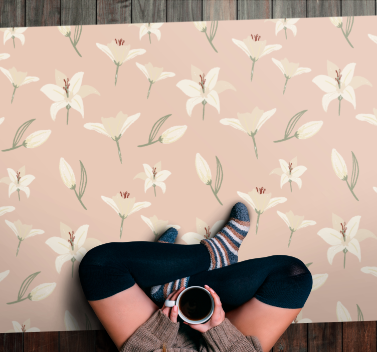 Botanical Soft Hues Grace floral vinyl rug - TenStickers