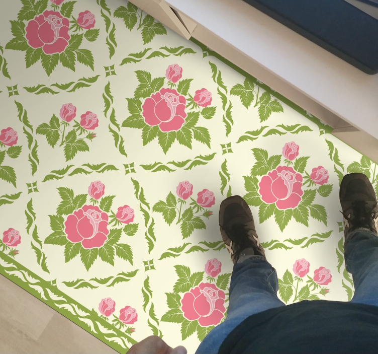 Rose Blossom Print floral vinyl rug - TenStickers
