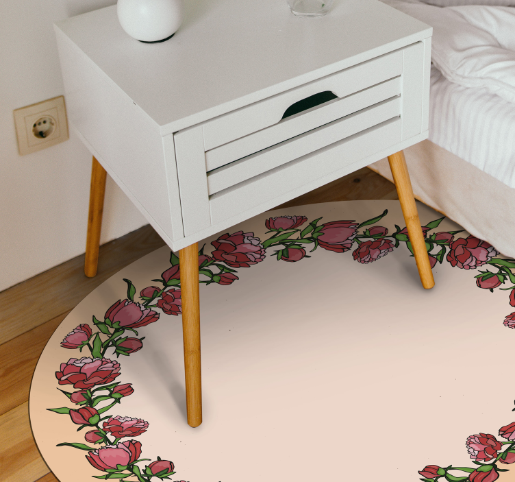Botanical Round Embellishment floral vinyl rug - TenStickers