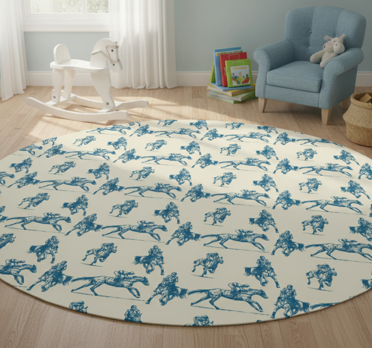 Blue and beige horse pattern animal vinyl rug - TenStickers