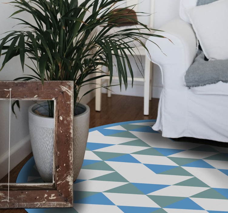 Blue and green elements geometric vinyl rug - TenStickers