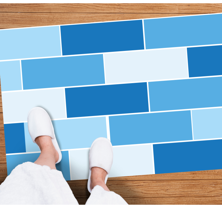 Blue Brick Pattern tile vinyl rug - TenStickers