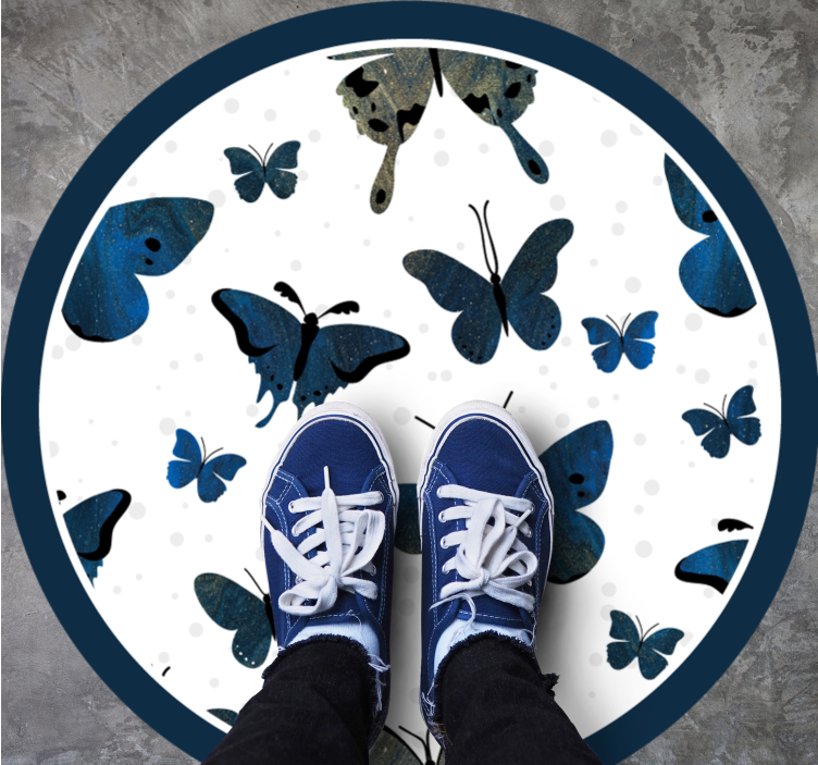 Blue butterflies motif animal vinyl rug - TenStickers