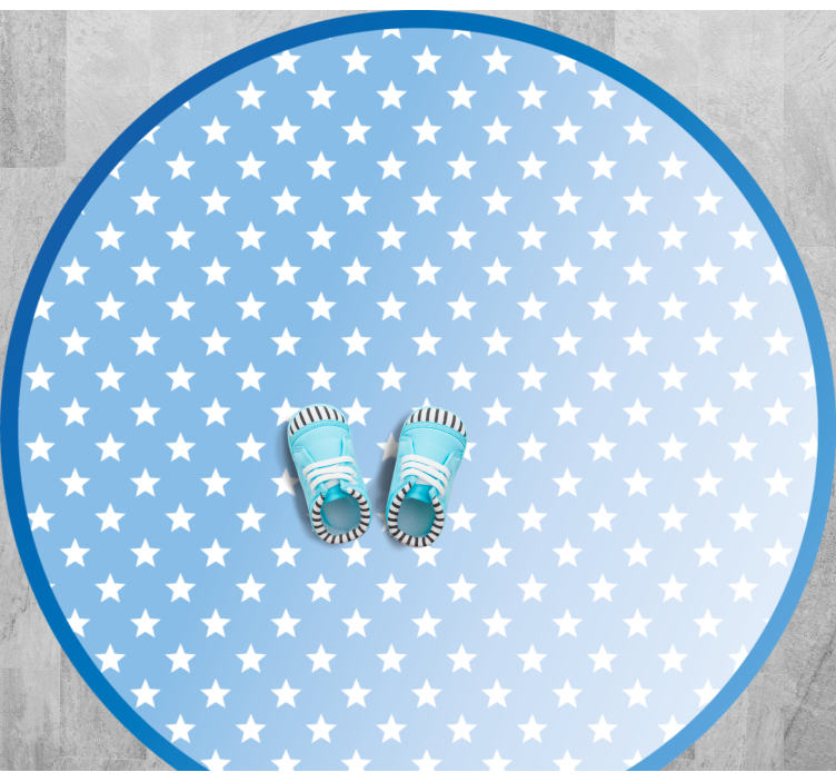 Blue circular pattern star vinyl rug - TenStickers