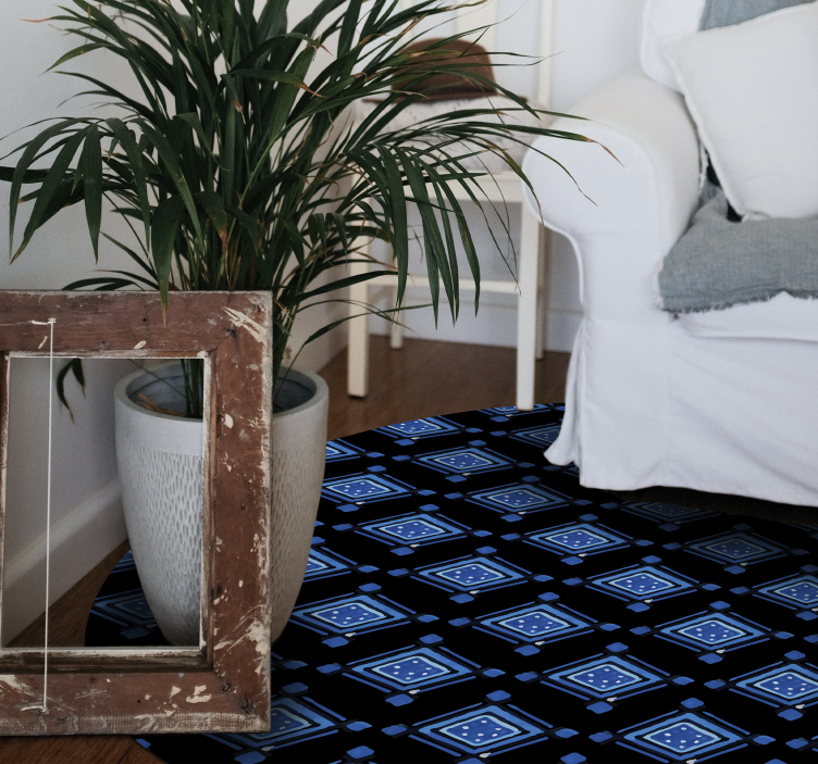 Blue Diamond Pattern geometric vinyl rug - TenStickers