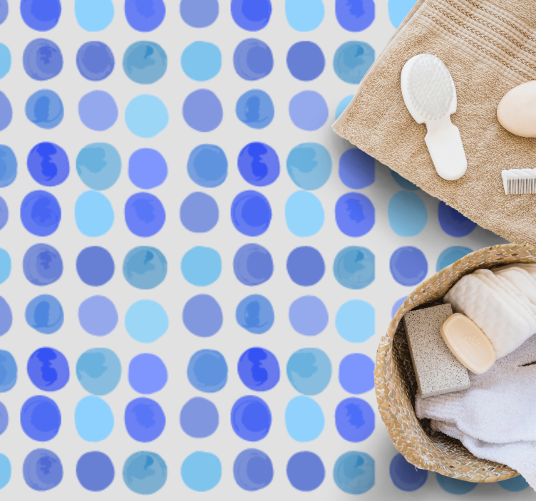 Blue dot pattern bathroom vinyl rug - TenStickers