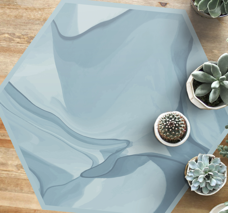 Blue marble hexagon shape modern rug - TenStickers