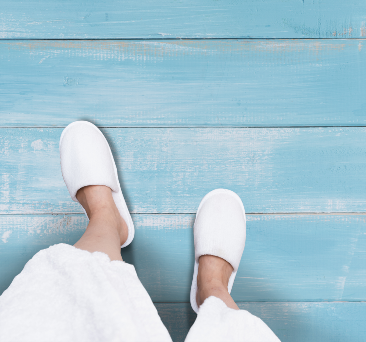 Stunning blue marine style wood effect vinyl rug - TenStickers