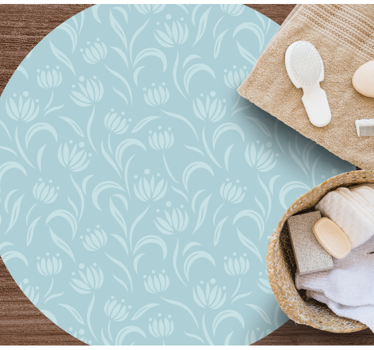 Blue soft pattern floral vinyl rug - TenStickers