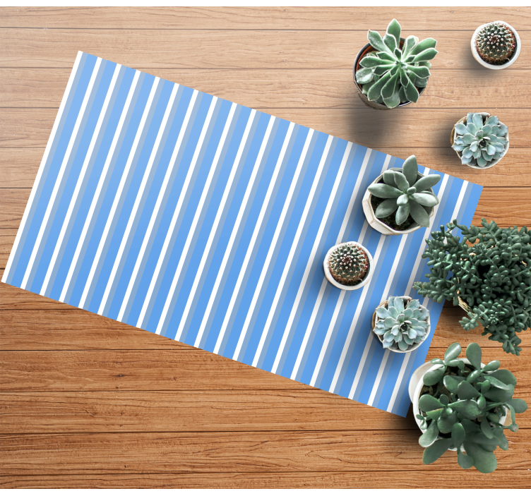 Blue and white design striped vinyl rug - TenStickers