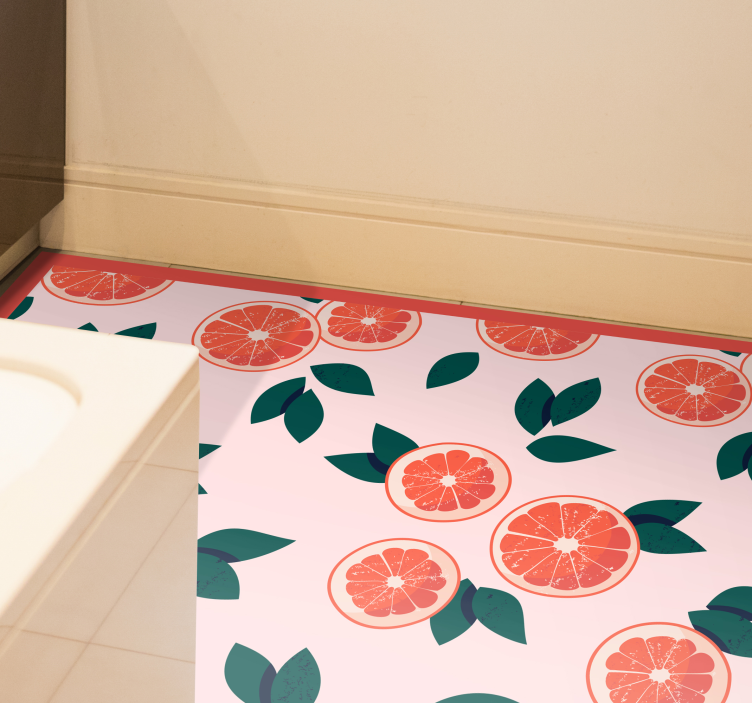 Pink citrus blossom floral vinyl rug - TenStickers