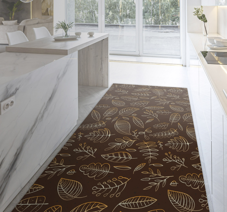 Botanical Autumn floral vinyl rug - TenStickers