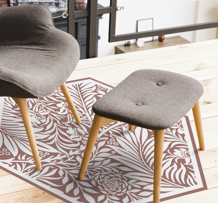 Botanical Balance Hexagon floral vinyl rug - TenStickers