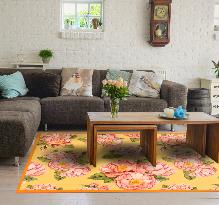 Botanical Blossoming Elegance floral vinyl rug - TenStickers